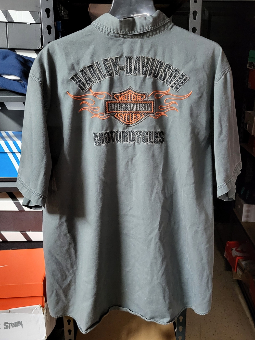 Harley Davidson Motorcycles Short Sleeve Mechanic Gray Shirt Men's Size 3XL